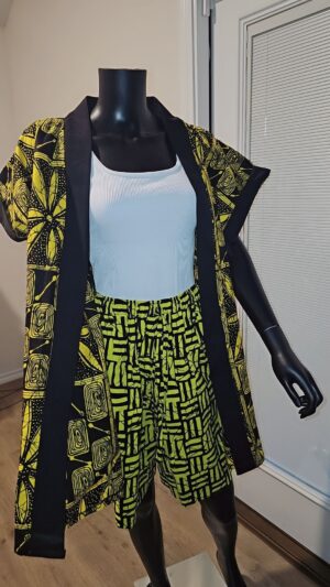 Zuri Yellow & Black Ankara Short Set